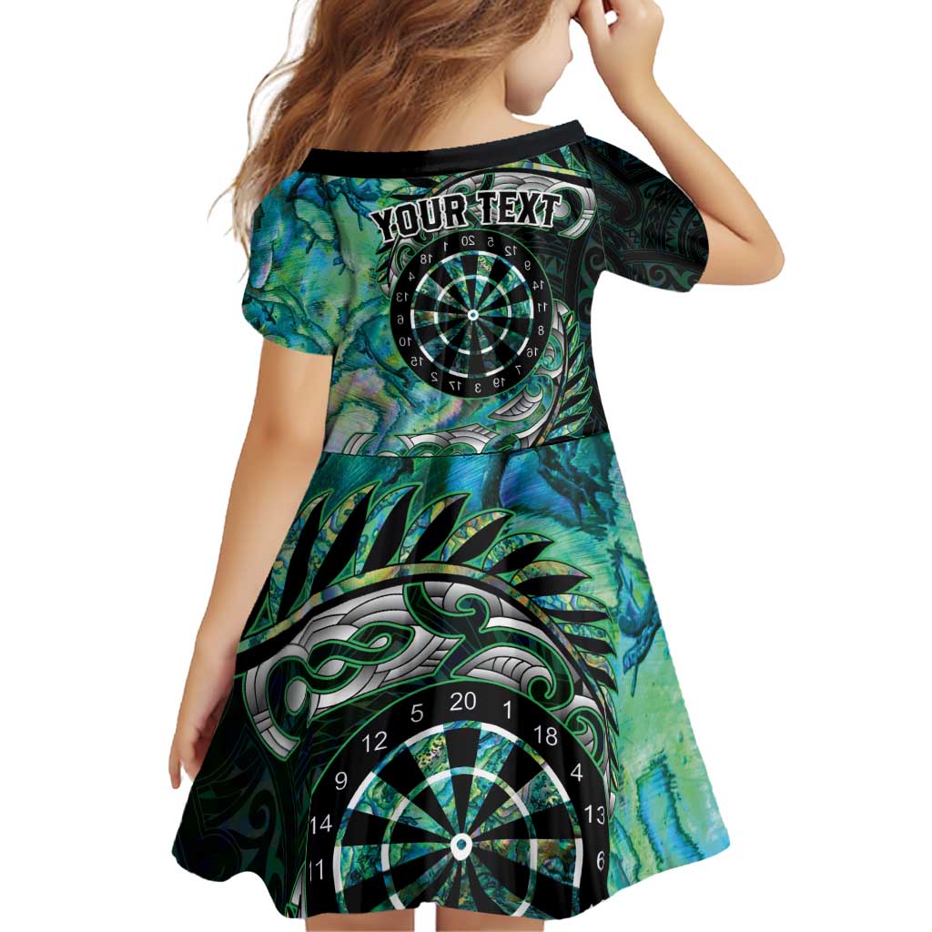 New Zealand Darts Personalised Family Matching Off Shoulder Short Dress and Hawaiian Shirt Aotearoa Silver Fern Green Papua Shell Spirit