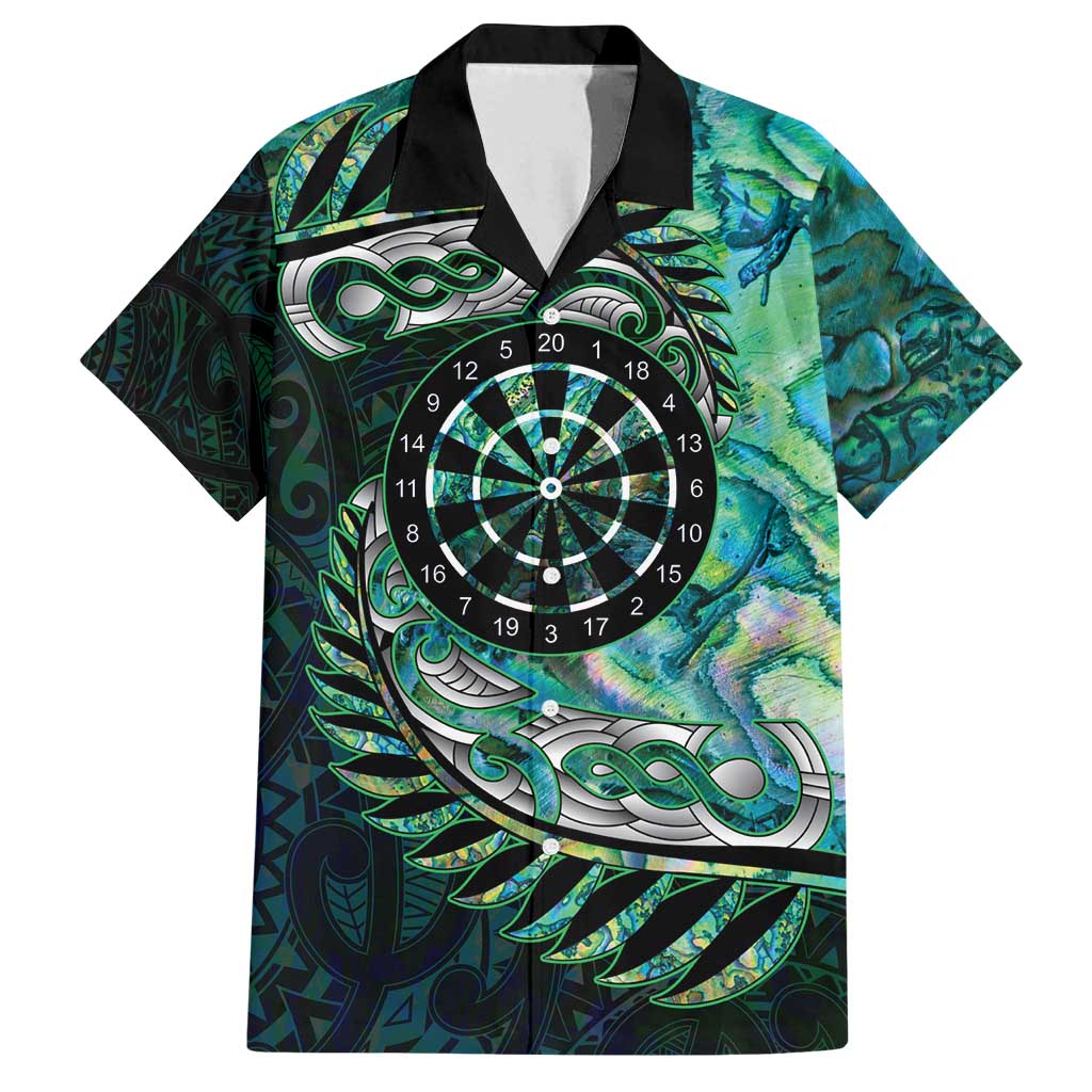 New Zealand Darts Personalised Family Matching Off Shoulder Short Dress and Hawaiian Shirt Aotearoa Silver Fern Green Papua Shell Spirit
