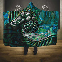 New Zealand Darts Personalised Hooded Blanket Aotearoa Silver Fern Green Papua Shell Spirit