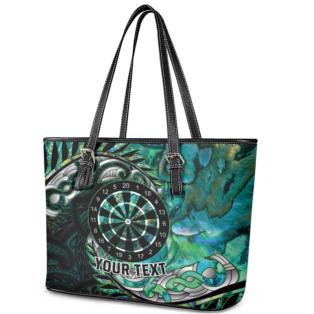 New Zealand Darts Personalised Leather Tote Bag Aotearoa Silver Fern Green Papua Shell Spirit LT9 - Polynesian Pride