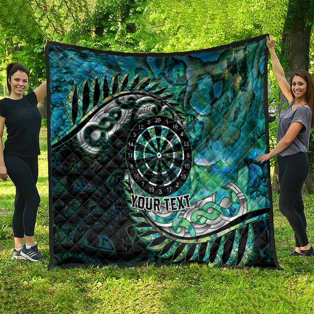 New Zealand Darts Personalised Quilt Aotearoa Silver Fern Green Papua Shell Spirit