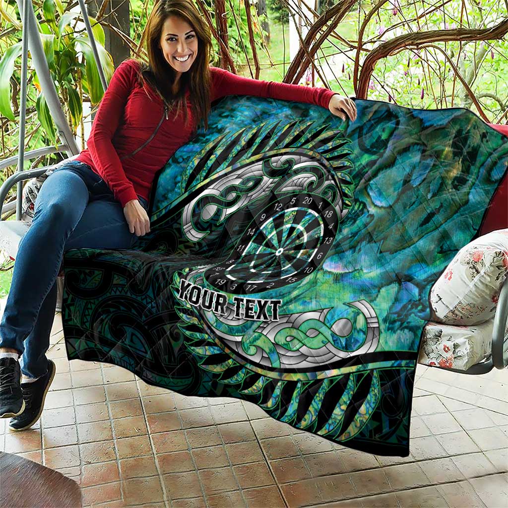 New Zealand Darts Personalised Quilt Aotearoa Silver Fern Green Papua Shell Spirit
