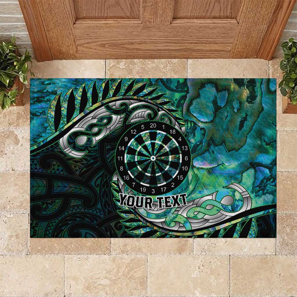 New Zealand Darts Personalised Rubber Doormat Aotearoa Silver Fern Green Papua Shell Spirit LT9 Green - Polynesian Pride