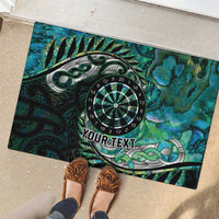 New Zealand Darts Personalised Rubber Doormat Aotearoa Silver Fern Green Papua Shell Spirit LT9 - Polynesian Pride