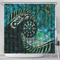New Zealand Darts Personalised Shower Curtain Aotearoa Silver Fern Green Papua Shell Spirit