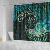 New Zealand Darts Personalised Shower Curtain Aotearoa Silver Fern Green Papua Shell Spirit