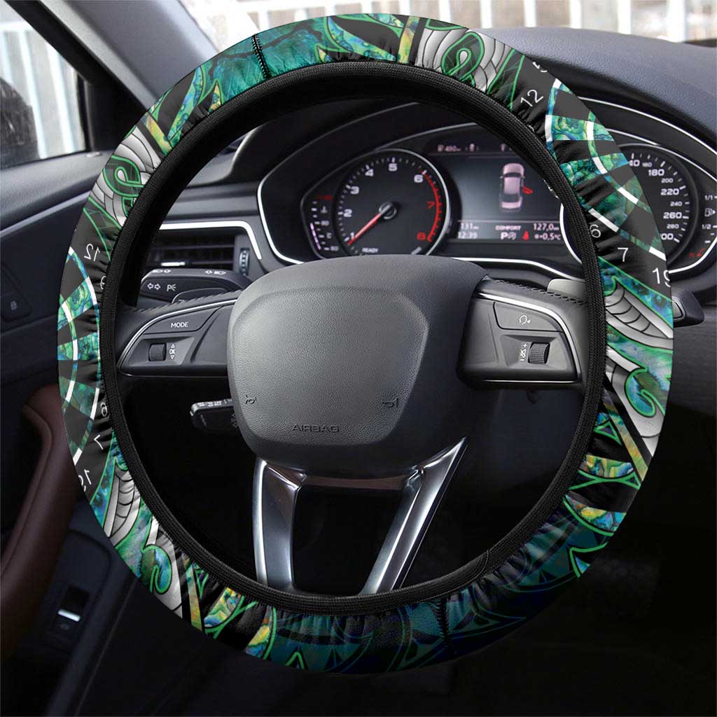 New Zealand Darts Steering Wheel Cover Aotearoa Silver Fern Green Papua Shell Spirit