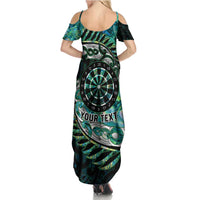 New Zealand Darts Personalised Summer Maxi Dress Aotearoa Silver Fern Green Papua Shell Spirit