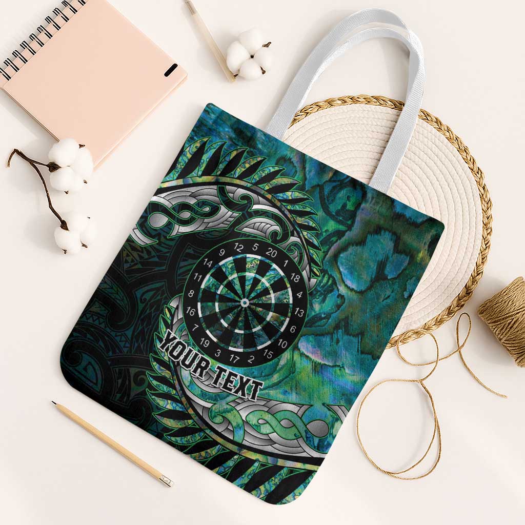 New Zealand Darts Personalised Tote Bag Aotearoa Silver Fern Green Papua Shell Spirit - Polynesian Pride