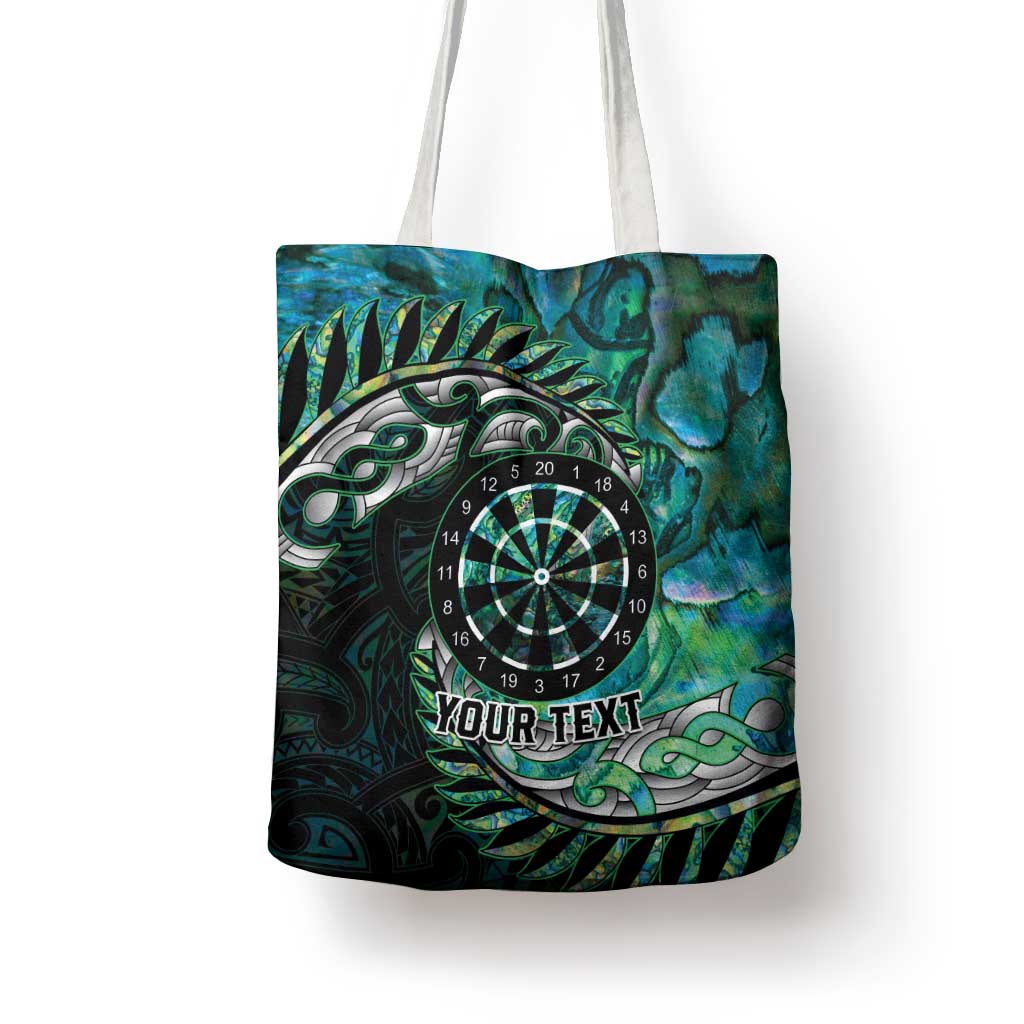 New Zealand Darts Personalised Tote Bag Aotearoa Silver Fern Green Papua Shell Spirit - Polynesian Pride