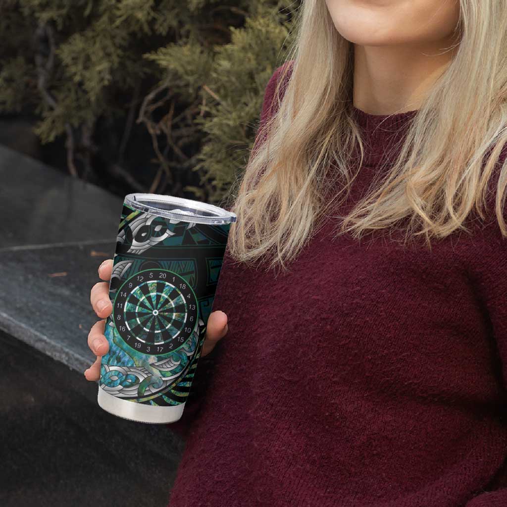 New Zealand Darts Personalised Tumbler Cup Aotearoa Silver Fern Green Papua Shell Spirit