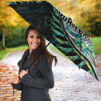 New Zealand Darts Personalised Umbrella Aotearoa Silver Fern Green Papua Shell Spirit - Polynesian Pride