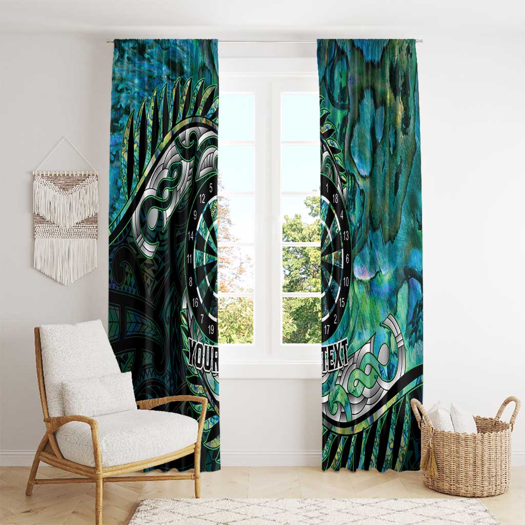 New Zealand Darts Personalised Window Curtain Aotearoa Silver Fern Green Papua Shell Spirit