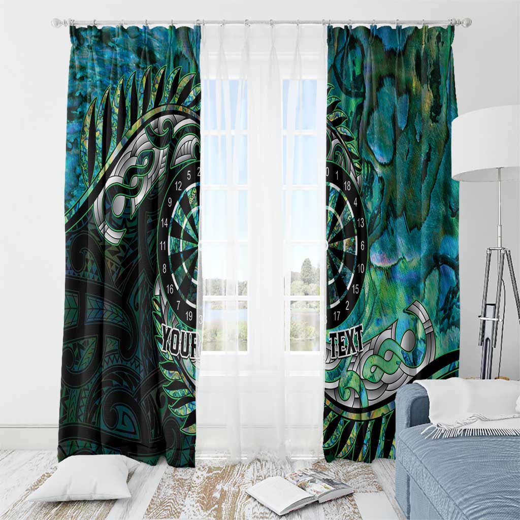New Zealand Darts Personalised Window Curtain Aotearoa Silver Fern Green Papua Shell Spirit