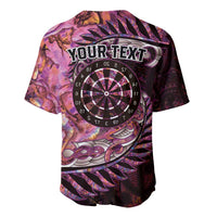 New Zealand Darts Personalised Baseball Jersey Aotearoa Silver Fern Pink Papua Shell Spirit LT9 - Polynesian Pride