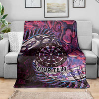 New Zealand Darts Personalised Blanket Aotearoa Silver Fern Pink Papua Shell Spirit