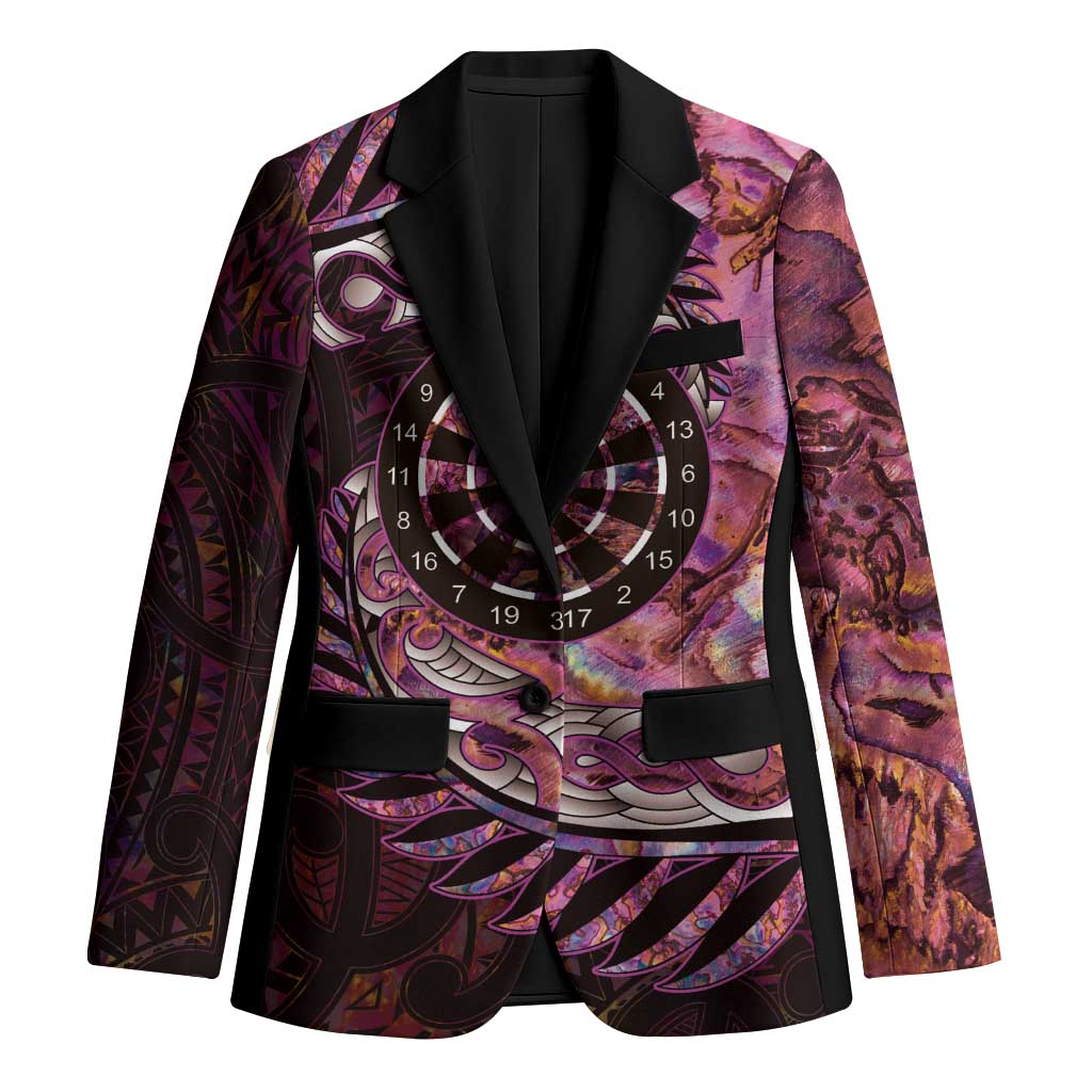 New Zealand Darts Personalised Blazer Aotearoa Silver Fern Pink Papua Shell Spirit LT9 Unisex Pink - Polynesian Pride