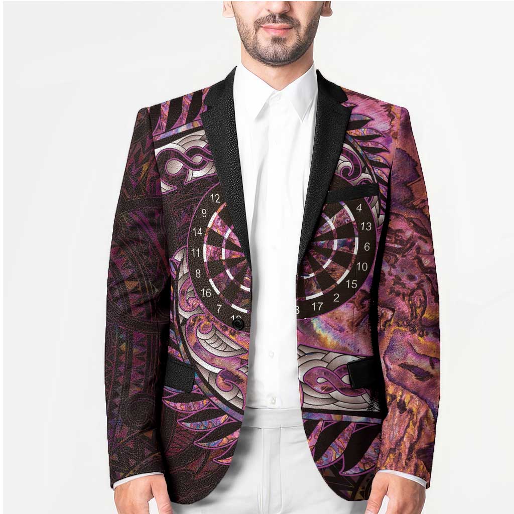 New Zealand Darts Personalised Blazer Aotearoa Silver Fern Pink Papua Shell Spirit LT9 - Polynesian Pride
