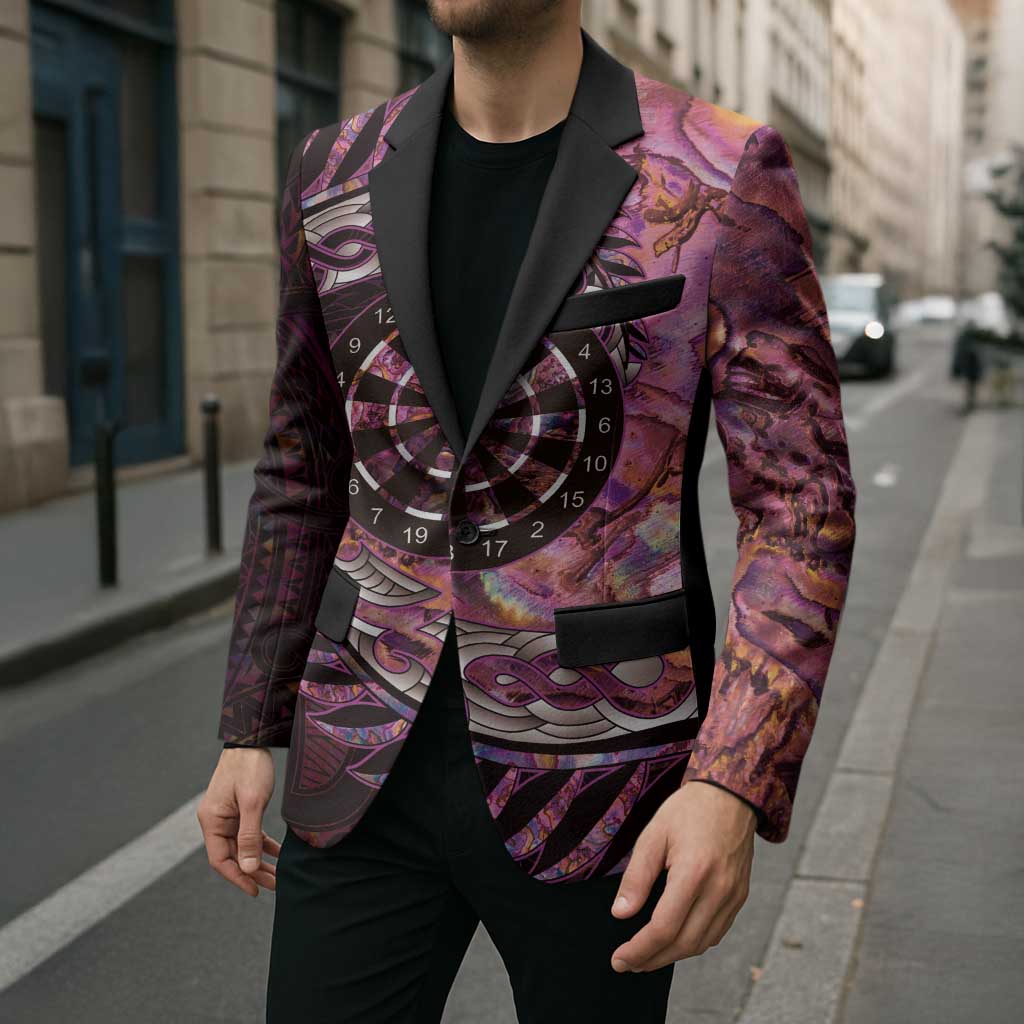 New Zealand Darts Personalised Blazer Aotearoa Silver Fern Pink Papua Shell Spirit LT9 - Polynesian Pride