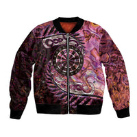 New Zealand Darts Personalised Bomber Jacket Aotearoa Silver Fern Pink Papua Shell Spirit LT9 Unisex Pink - Polynesian Pride