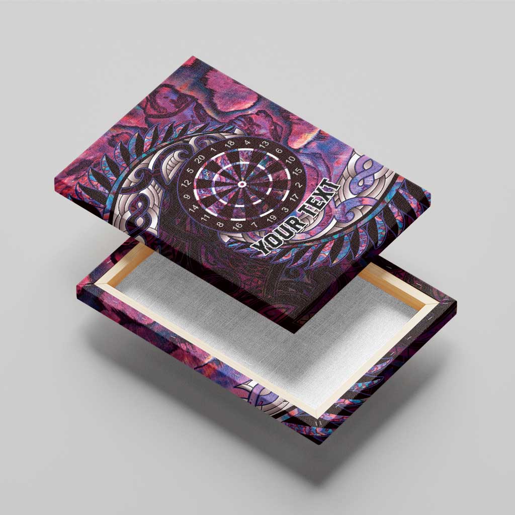 New Zealand Darts Personalised Canvas Wall Art Aotearoa Silver Fern Pink Papua Shell Spirit