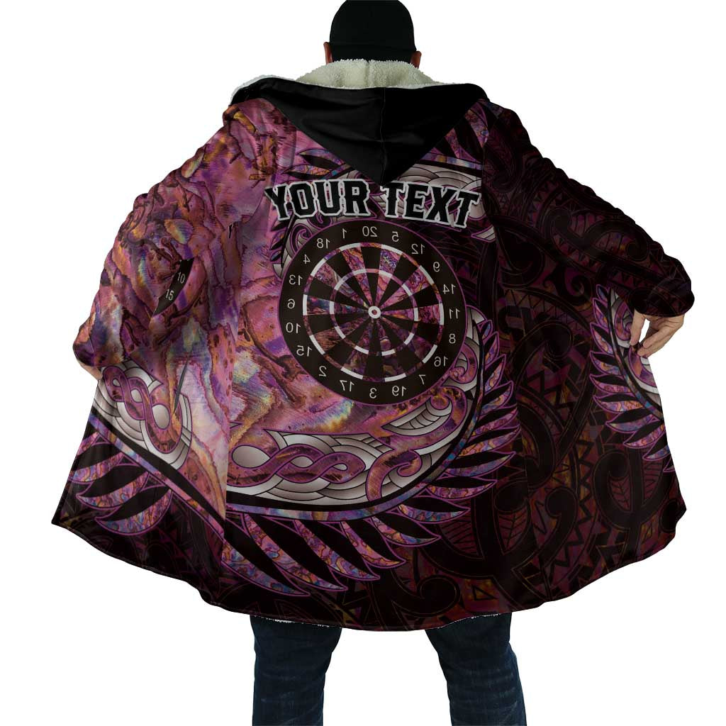 New Zealand Darts Personalised Cloak Aotearoa Silver Fern Pink Papua Shell Spirit - Polynesian Pride