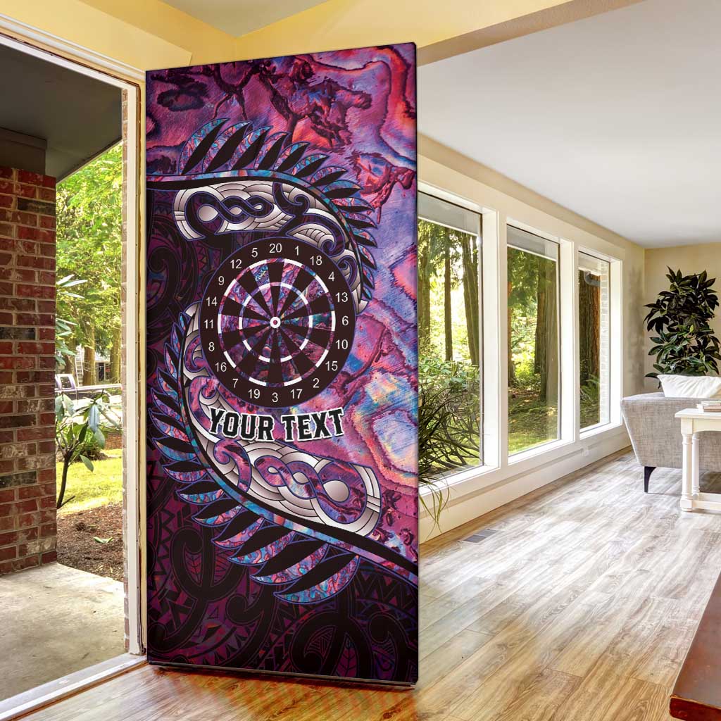 New Zealand Darts Personalised Door Cover Aotearoa Silver Fern Pink Papua Shell Spirit - Polynesian Pride