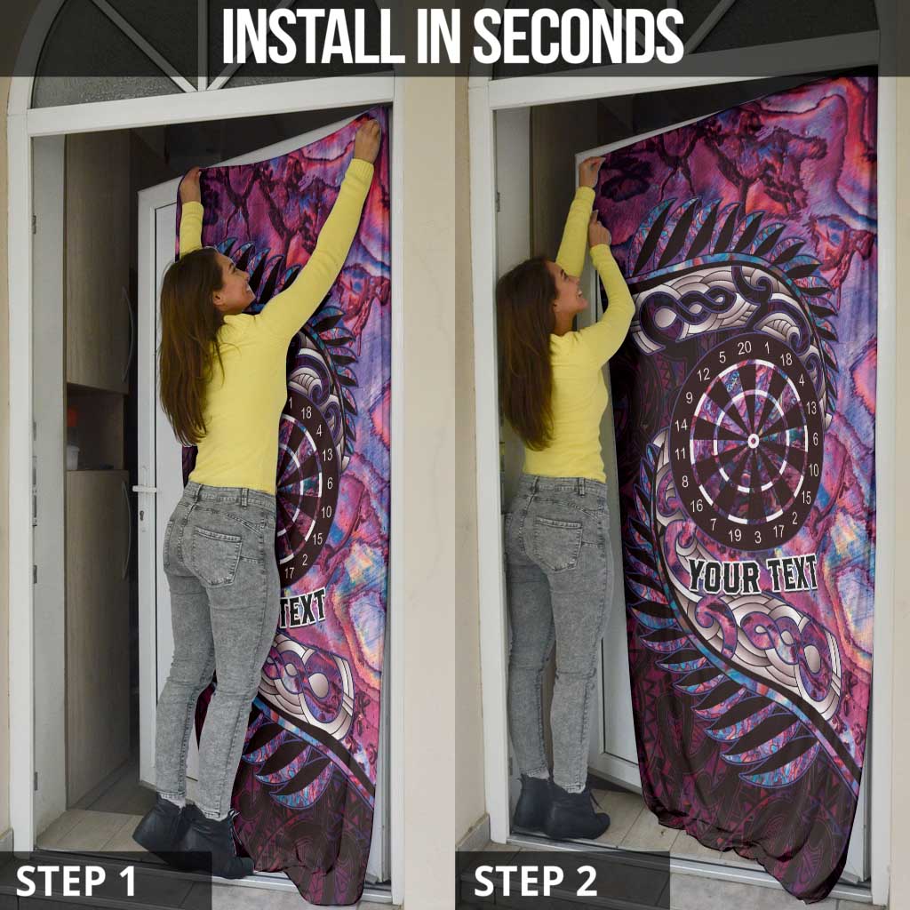 New Zealand Darts Personalised Door Cover Aotearoa Silver Fern Pink Papua Shell Spirit - Polynesian Pride