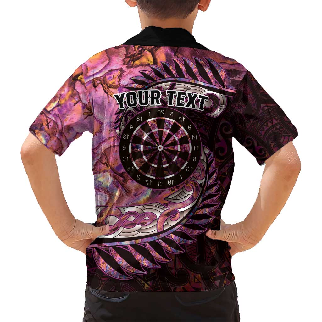New Zealand Darts Personalised Family Matching Short Sleeve Bodycon Dress and Hawaiian Shirt Aotearoa Silver Fern Pink Papua Shell Spirit LT9 - Polynesian Pride