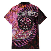 New Zealand Darts Personalised Family Matching Short Sleeve Bodycon Dress and Hawaiian Shirt Aotearoa Silver Fern Pink Papua Shell Spirit LT9 - Polynesian Pride