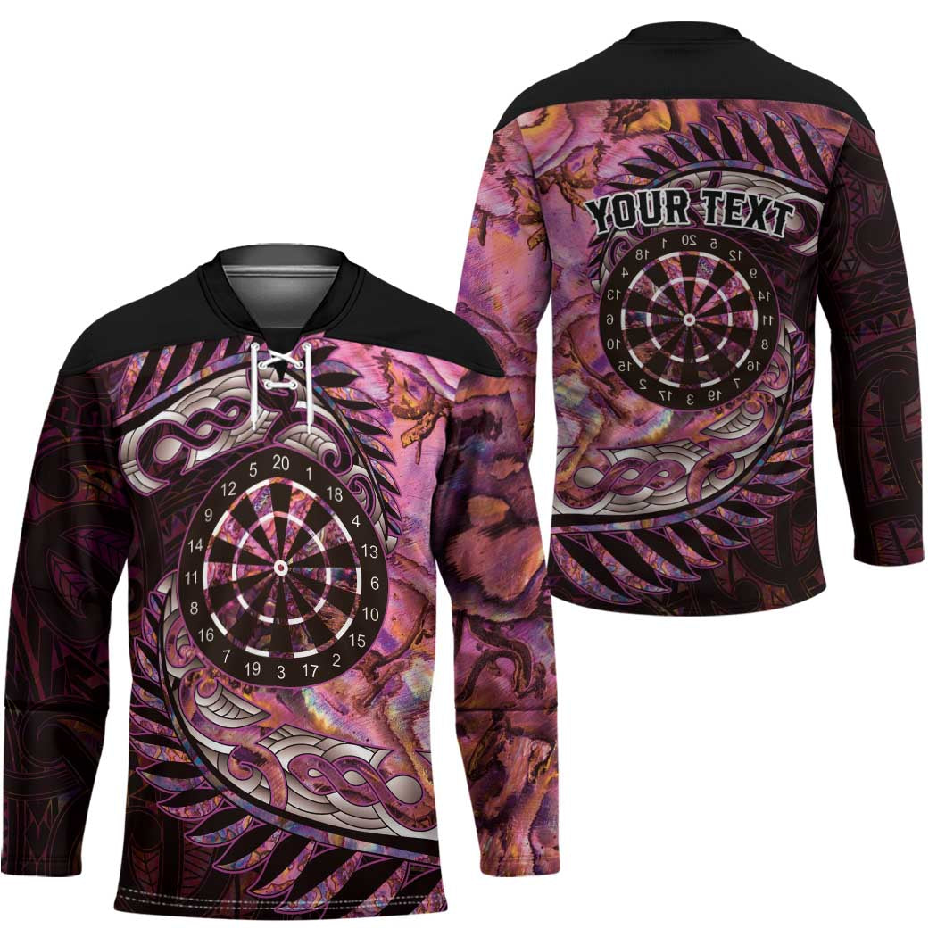 New Zealand Darts Personalised Hockey Jersey Aotearoa Silver Fern Pink Papua Shell Spirit - Polynesian Pride