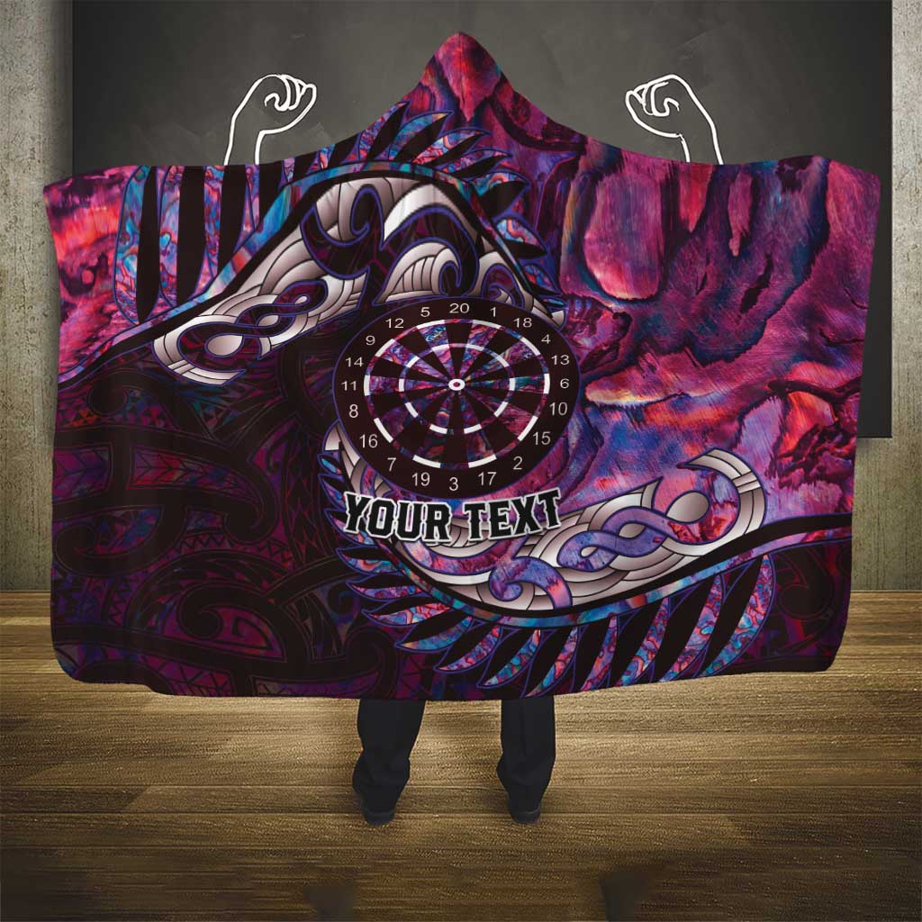 New Zealand Darts Personalised Hooded Blanket Aotearoa Silver Fern Pink Papua Shell Spirit