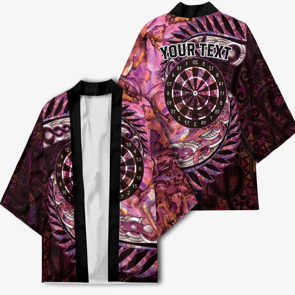 New Zealand Darts Personalised Kimono Aotearoa Silver Fern Pink Papua Shell Spirit - Polynesian Pride