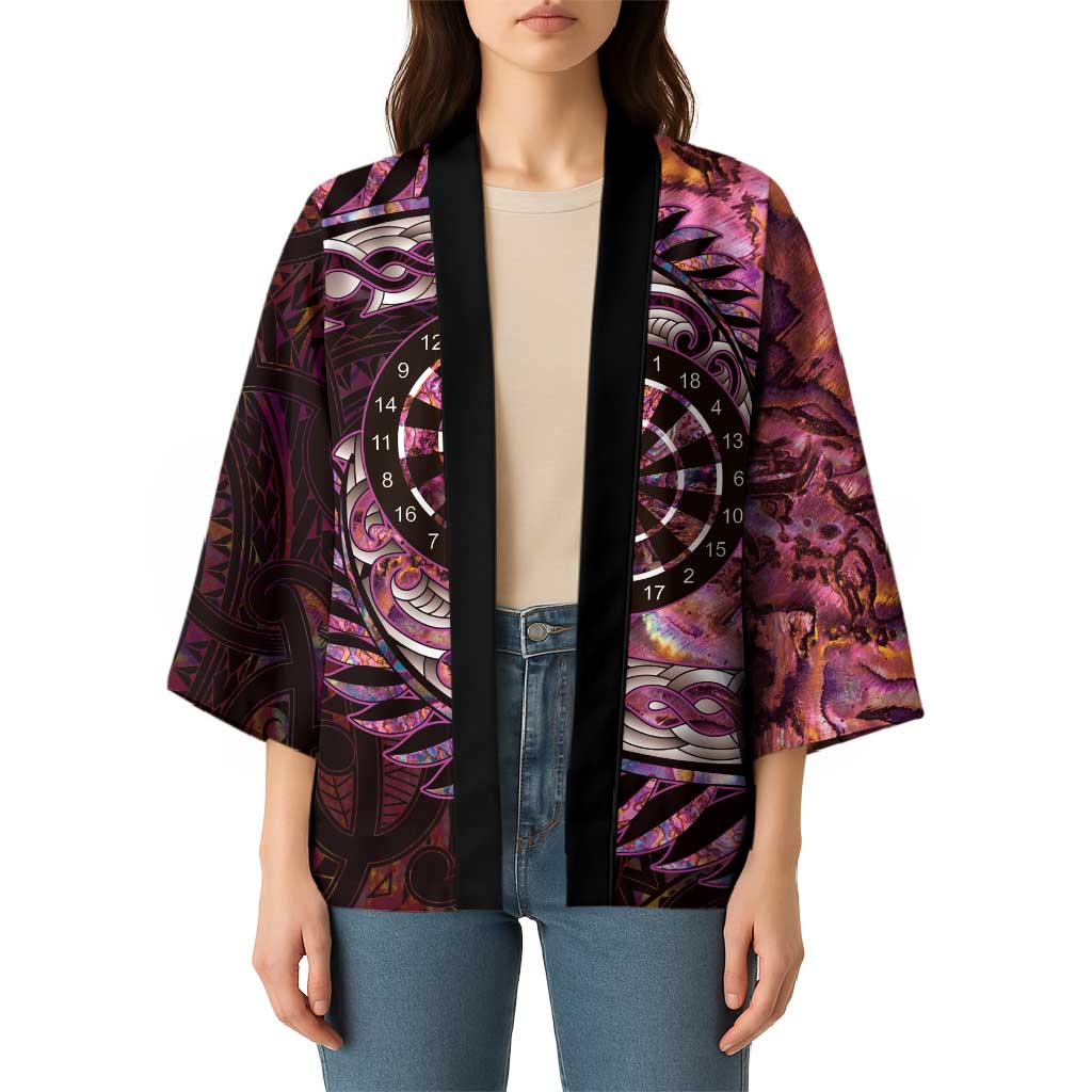 New Zealand Darts Personalised Kimono Aotearoa Silver Fern Pink Papua Shell Spirit - Polynesian Pride