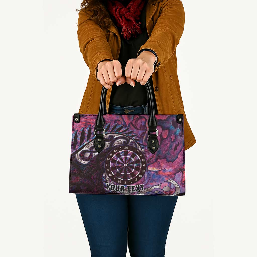 New Zealand Darts Personalised Leather Bag Aotearoa Silver Fern Pink Papua Shell Spirit - Polynesian Pride