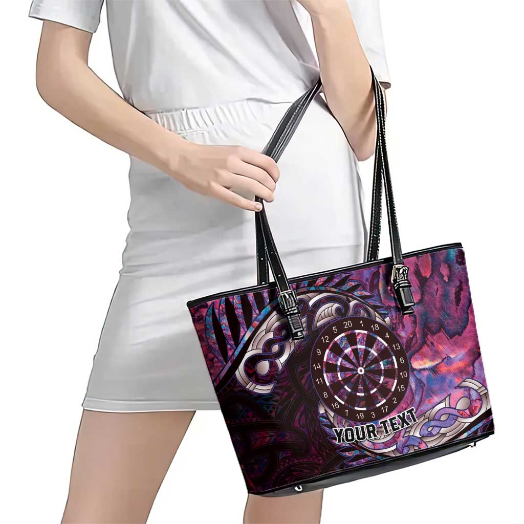 New Zealand Darts Personalised Leather Tote Bag Aotearoa Silver Fern Pink Papua Shell Spirit LT9 - Polynesian Pride