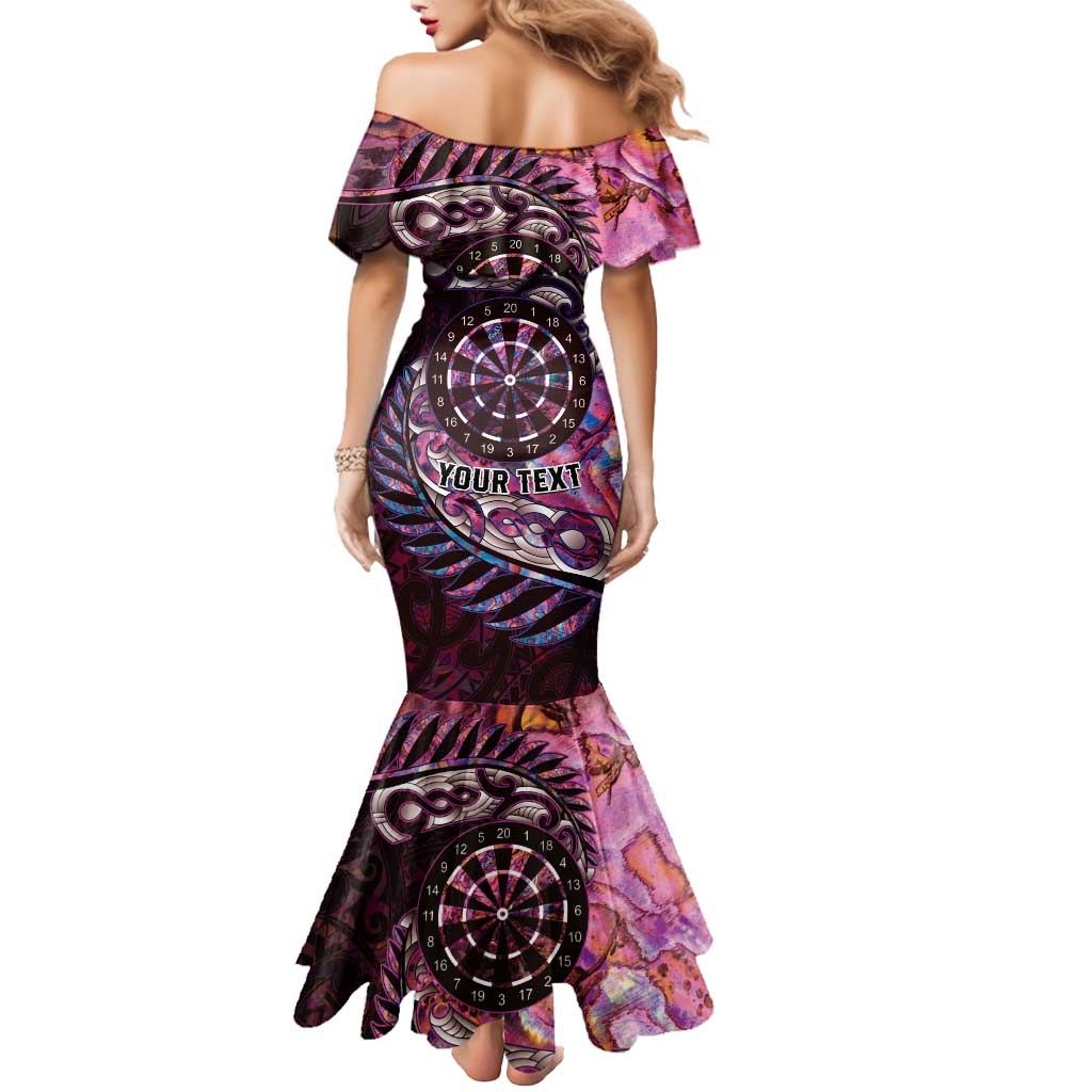New Zealand Darts Personalised Mermaid Dress Aotearoa Silver Fern Pink Papua Shell Spirit