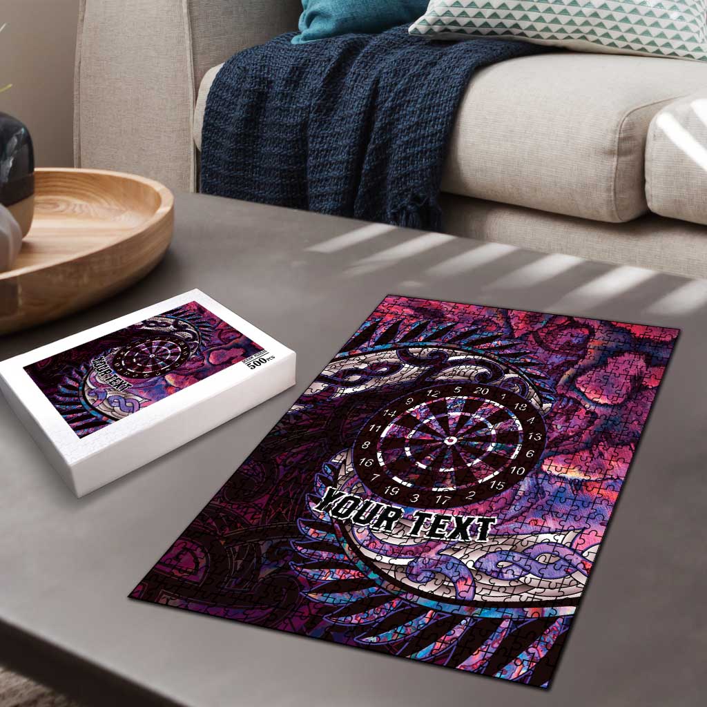 New Zealand Darts Personalised Puzzle Aotearoa Silver Fern Pink Papua Shell Spirit - Polynesian Pride