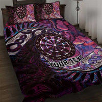 New Zealand Darts Personalised Quilt Bed Set Aotearoa Silver Fern Pink Papua Shell Spirit