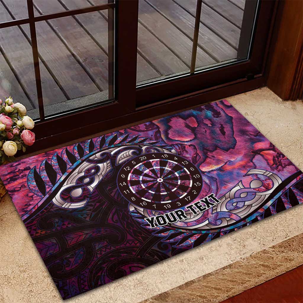 New Zealand Darts Personalised Rubber Doormat Aotearoa Silver Fern Pink Papua Shell Spirit LT9 - Polynesian Pride