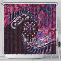 New Zealand Darts Personalised Shower Curtain Aotearoa Silver Fern Pink Papua Shell Spirit