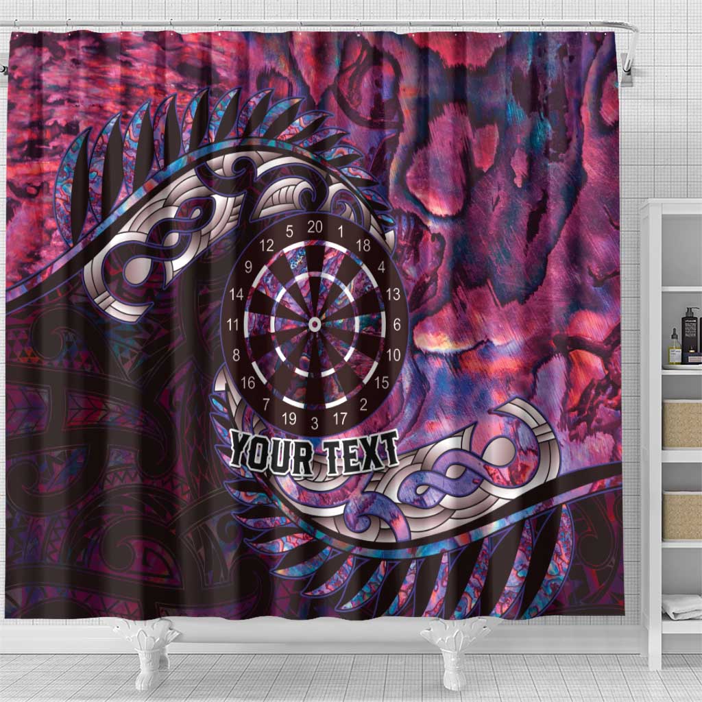 New Zealand Darts Personalised Shower Curtain Aotearoa Silver Fern Pink Papua Shell Spirit