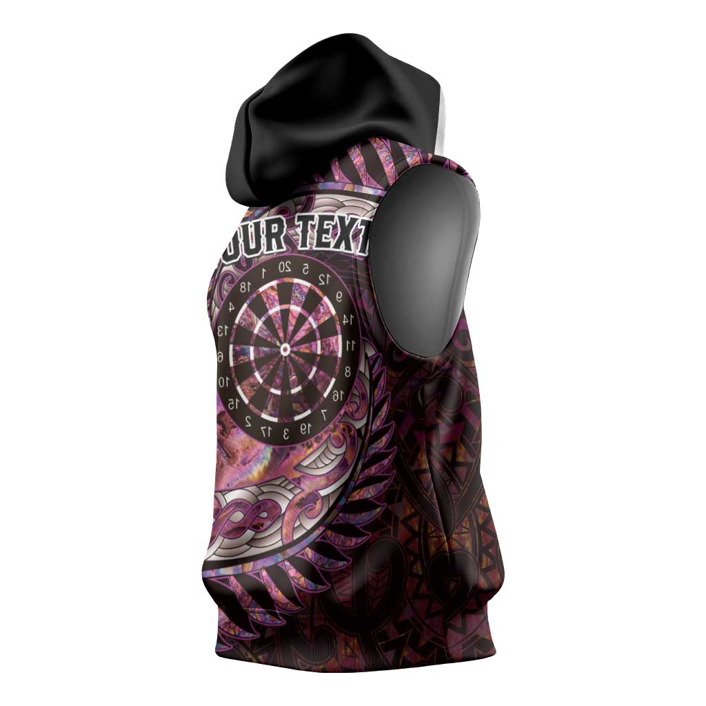 New Zealand Darts Personalised Sleeveless Hoodie Aotearoa Silver Fern Pink Papua Shell Spirit - Polynesian Pride