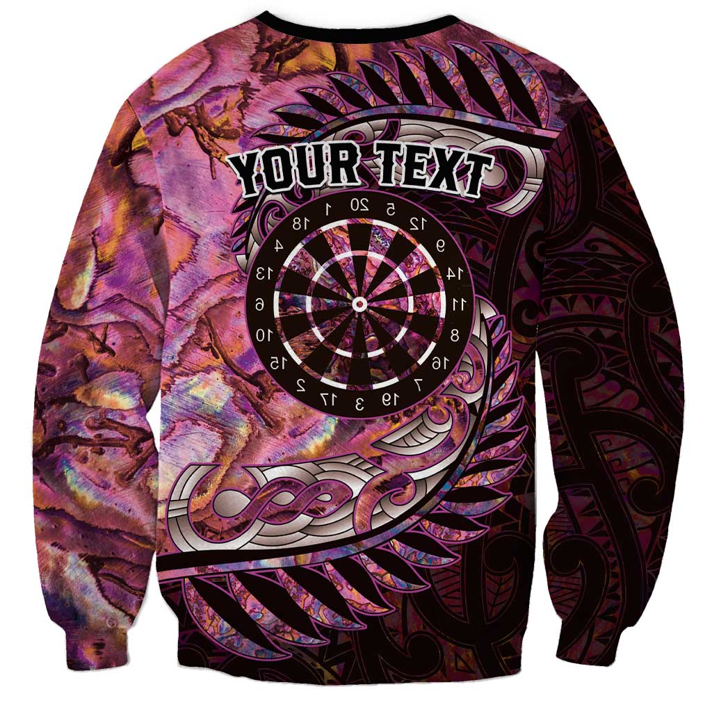 New Zealand Darts Personalised Sweatshirt Aotearoa Silver Fern Pink Papua Shell Spirit LT9 - Polynesian Pride