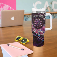 New Zealand Darts Personalised Tumbler With Handle Aotearoa Silver Fern Pink Papua Shell Spirit LT9 - Polynesian Pride