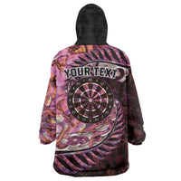 New Zealand Darts Personalised Wearable Blanket Hoodie Aotearoa Silver Fern Pink Papua Shell Spirit