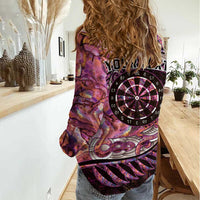 New Zealand Darts Personalised Women Casual Shirt Aotearoa Silver Fern Pink Papua Shell Spirit LT9 - Polynesian Pride