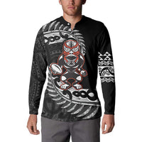 New Zealand Indigenous-Maori Rugby Custom Button Sweatshirt LT9 - Polynesian Pride