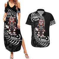 New Zealand Indigenous-Maori Rugby Custom Couples Matching Summer Maxi Dress and Hawaiian Shirt LT9 Black - Polynesian Pride