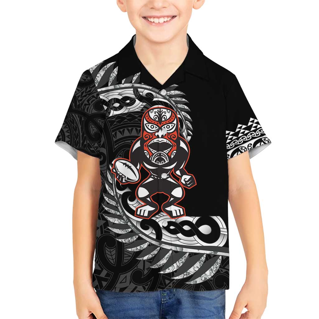 New Zealand Indigenous-Maori Rugby Custom Family Matching Long Sleeve Bodycon Dress and Hawaiian Shirt LT9 Son's Shirt Black - Polynesian Pride